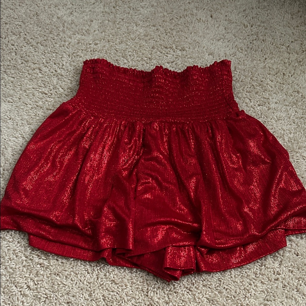 TCEC High Waist Shimmery Red Women’s Shorts